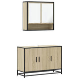 2 Piece Bathroom Furniture Set Sonoma Oak Engineered Wood - Front View