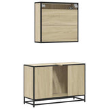 2 Piece Bathroom Furniture Set Sonoma Oak Engineered Wood - Close-Up Angle