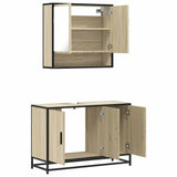 2 Piece Bathroom Furniture Set Sonoma Oak Engineered Wood - Low Angle