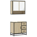 2 Piece Bathroom Furniture Set Sonoma Oak Engineered Wood - Front View