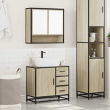 2 Piece Bathroom Furniture Set Sonoma Oak Engineered Wood - Side View