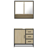 2 Piece Bathroom Furniture Set Sonoma Oak Engineered Wood - 45-Degree Angle