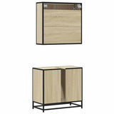 2 Piece Bathroom Furniture Set Sonoma Oak Engineered Wood - Close-Up Angle