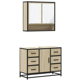 2 Piece Bathroom Furniture Set Sonoma Oak Engineered Wood - Front View