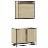 2 Piece Bathroom Furniture Set Sonoma Oak Engineered Wood - Close-Up Angle