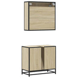 2 Piece Bathroom Furniture Set Sonoma Oak Engineered Wood - Close-Up Angle