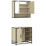2 Piece Bathroom Furniture Set Sonoma Oak Engineered Wood - Low Angle