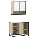 2 Piece Bathroom Furniture Set Sonoma Oak Engineered Wood - Front View