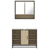 2 Piece Bathroom Furniture Set Sonoma Oak Engineered Wood - 45-Degree Angle