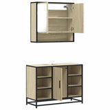 2 Piece Bathroom Furniture Set Sonoma Oak Engineered Wood - Rear View