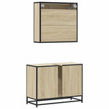2 Piece Bathroom Furniture Set Sonoma Oak Engineered Wood - Low Angle