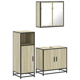 3 Piece Bathroom Furniture Set Sonoma Oak Engineered Wood - Front View