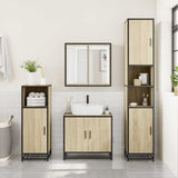 3 Piece Bathroom Furniture Set Sonoma Oak Engineered Wood - Side View