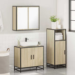 3 Piece Bathroom Furniture Set Sonoma Oak Engineered Wood