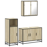3 Piece Bathroom Furniture Set Sonoma Oak Engineered Wood - Front View