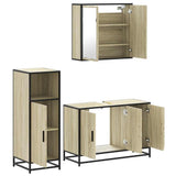 3 Piece Bathroom Furniture Set Sonoma Oak Engineered Wood - Rear View
