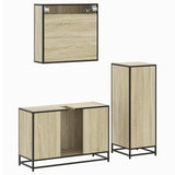 3 Piece Bathroom Furniture Set Sonoma Oak Engineered Wood - Low Angle