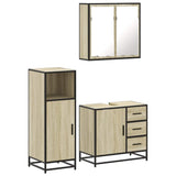 3 Piece Bathroom Furniture Set Sonoma Oak Engineered Wood - Front View