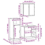 3 Piece Bathroom Furniture Set Sonoma Oak Engineered Wood - Extra Image