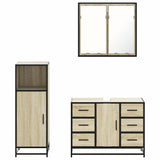 3 Piece Bathroom Furniture Set Sonoma Oak Engineered Wood - 45-Degree Angle