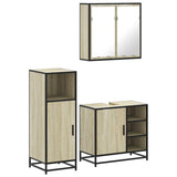 3 Piece Bathroom Furniture Set Sonoma Oak Engineered Wood - Front View