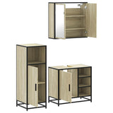 3 Piece Bathroom Furniture Set Sonoma Oak Engineered Wood - Rear View