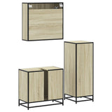 3 Piece Bathroom Furniture Set Sonoma Oak Engineered Wood - Low Angle
