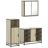 3 Piece Bathroom Furniture Set Sonoma Oak Engineered Wood - Front View