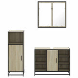 3 Piece Bathroom Furniture Set Sonoma Oak Engineered Wood - 45-Degree Angle