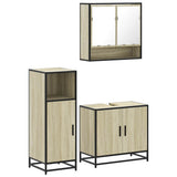 3 Piece Bathroom Furniture Set Sonoma Oak Engineered Wood - Front View