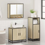 3 Piece Bathroom Furniture Set Sonoma Oak Engineered Wood - Top-Down View
