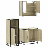 3 Piece Bathroom Furniture Set Sonoma Oak Engineered Wood - Rear View