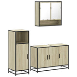 3 Piece Bathroom Furniture Set Sonoma Oak Engineered Wood - Front View