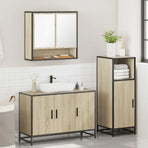 3 Piece Bathroom Furniture Set Sonoma Oak Engineered Wood