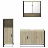 3 Piece Bathroom Furniture Set Sonoma Oak Engineered Wood - 45-Degree Angle