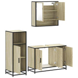3 Piece Bathroom Furniture Set Sonoma Oak Engineered Wood - Rear View
