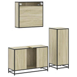 3 Piece Bathroom Furniture Set Sonoma Oak Engineered Wood - Low Angle