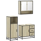 3 Piece Bathroom Furniture Set Sonoma Oak Engineered Wood - Front View