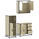 3 Piece Bathroom Furniture Set Sonoma Oak Engineered Wood - Rear View