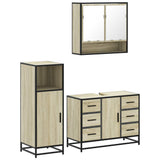 3 Piece Bathroom Furniture Set Sonoma Oak Engineered Wood - Front View