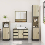 3 Piece Bathroom Furniture Set Sonoma Oak Engineered Wood - Side View