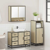 3 Piece Bathroom Furniture Set Sonoma Oak Engineered Wood - Top-Down View