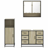 3 Piece Bathroom Furniture Set Sonoma Oak Engineered Wood - 45-Degree Angle