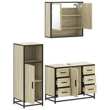 3 Piece Bathroom Furniture Set Sonoma Oak Engineered Wood - Rear View