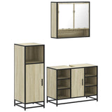 3 Piece Bathroom Furniture Set Sonoma Oak Engineered Wood - Front View