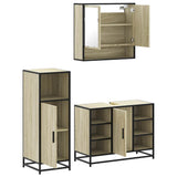 3 Piece Bathroom Furniture Set Sonoma Oak Engineered Wood - Rear View