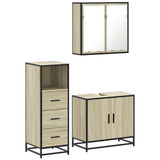 3 Piece Bathroom Furniture Set Sonoma Oak Engineered Wood - Front View