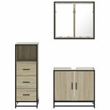 3 Piece Bathroom Furniture Set Sonoma Oak Engineered Wood - 45-Degree Angle