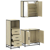 3 Piece Bathroom Furniture Set Sonoma Oak Engineered Wood - Rear View