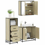3 Piece Bathroom Furniture Set Sonoma Oak Engineered Wood